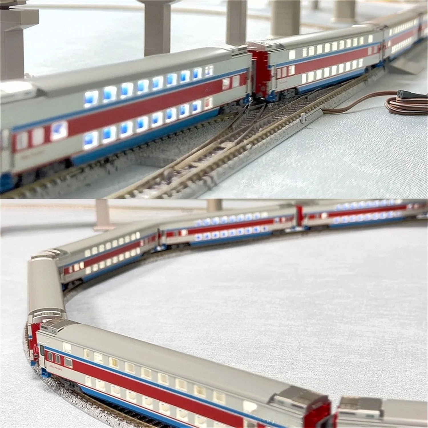 N-type 1/160  Model Train 25B-type Medium- and Long-distance Double-decker Passenger Car with Lights Train Set Boy's Toy Gift