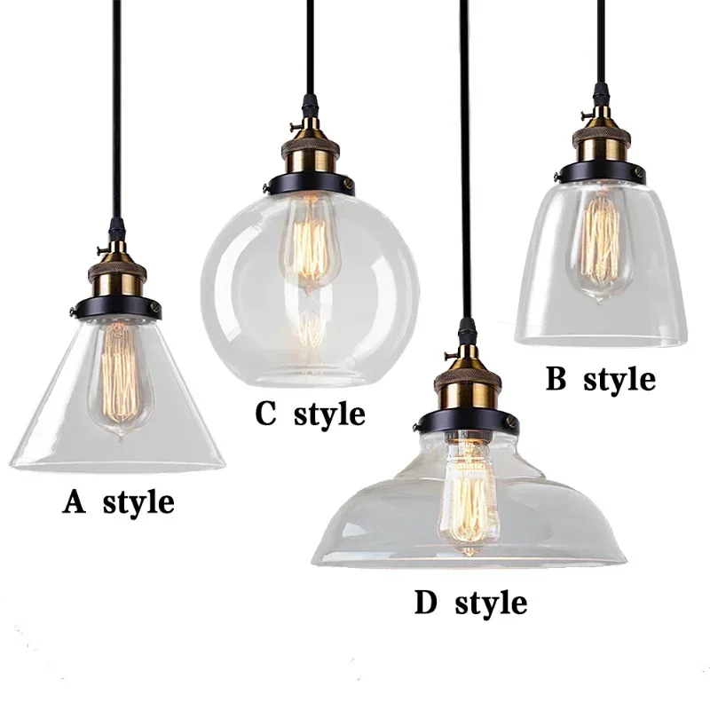 Vintage Pendant Lights Glass Suspension Luminaire Loft Retro E27 Lamp Lamparas Colgantes Industrial Home Lighting Fixture