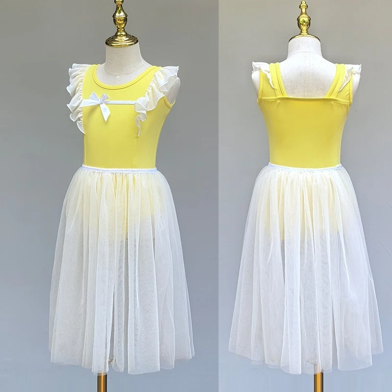 القوس الباليه ثياب للفتيات ملابس الرقص الأطفال الباليه توتو التنانير وتتسابق الجمباز رومبير الاطفال مرحلة الأداء الملابس