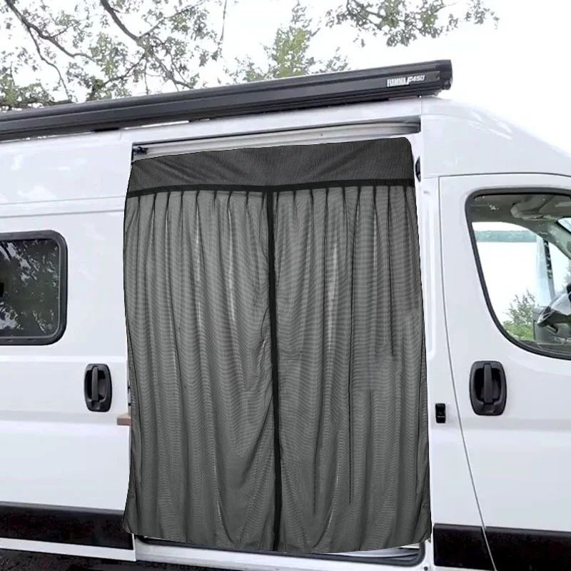 RV Tailgate Insect Screen With Velcro Adhesive Backing Car Sunshade Curtain Mesh Ventilated RV Door Curtain Outdoor Insect Cover