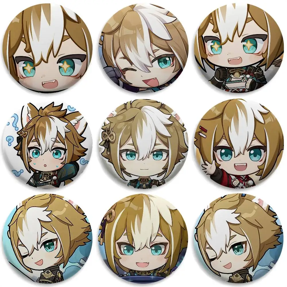 

Gorou Cute Genshin Impact Badges Round Exquisite Badge Brooches Creative Pins For Clothes Hat Backpack Gift Accessories