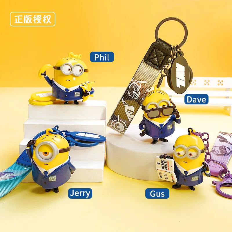 Minions Despicable Me Cute Cartoon Toy Special Agent Keychain Kawaii Periphery Backpack Pendant Lovely Schoolbag Decoration Gift