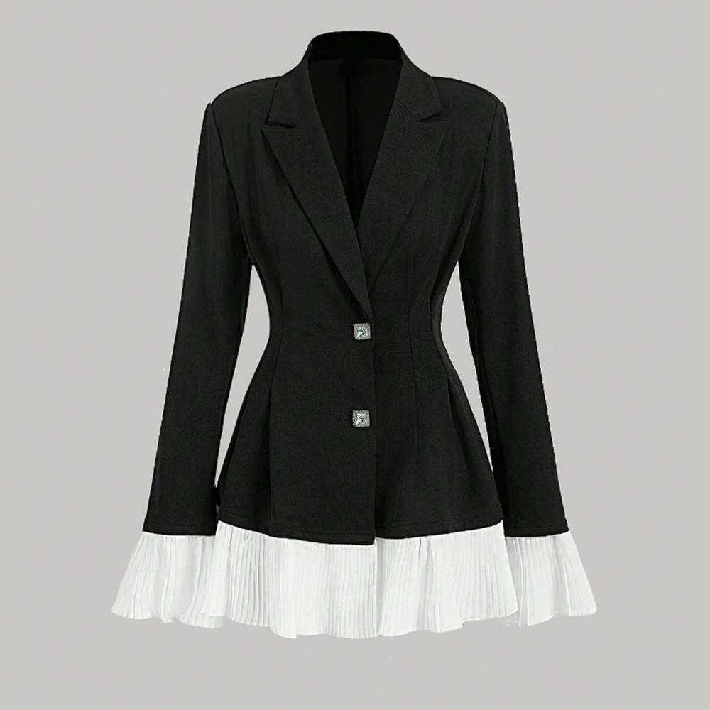 

Mia Muse Women's Blazers Summer Fashion Comfortable 2025 Plain Flounce Long Sleeve Lapel Single Breasted Workwear Blazers