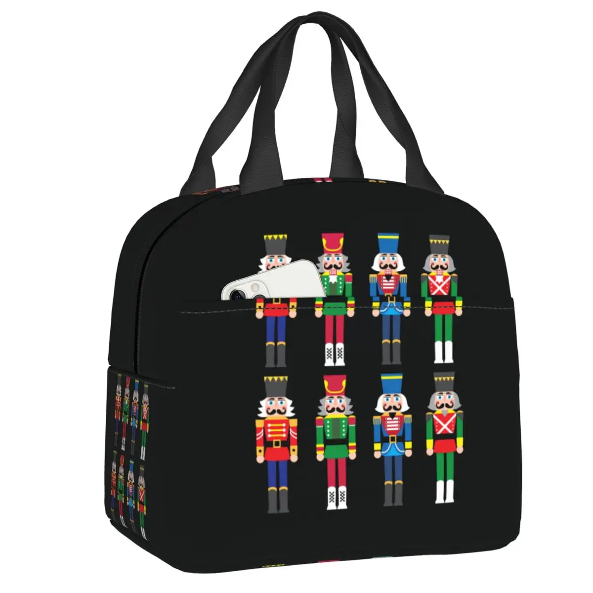 

Custom Christmas Nutcrackers Toy Soldier Insulated Lunch Bag for Work School Leakproof Thermal Cooler Bento Box Women Kids