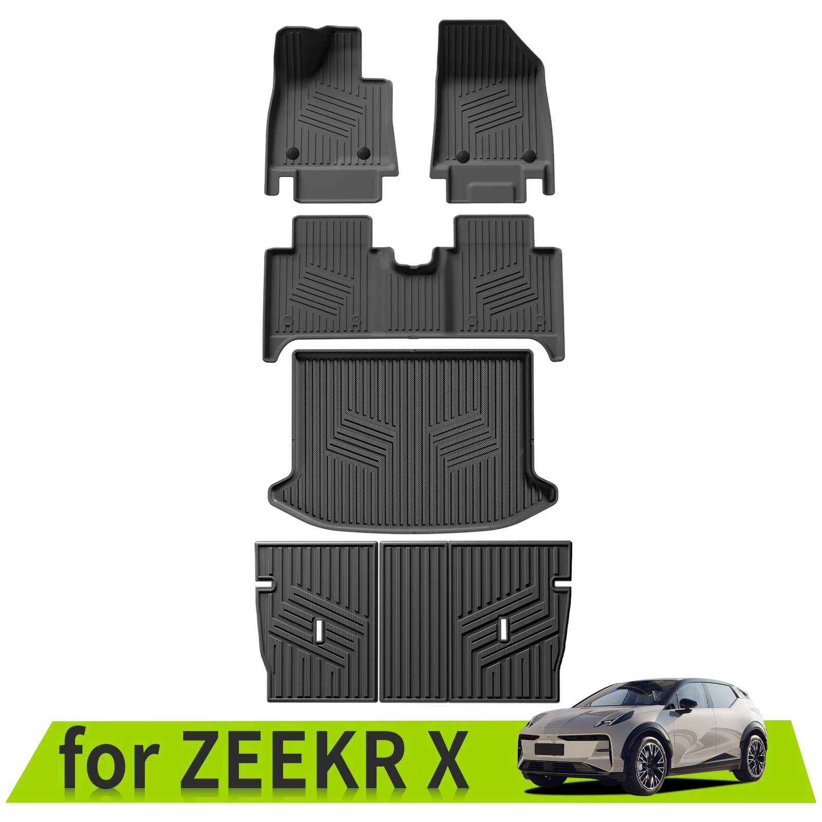 

3D Car Floor Mats Trunk Pad for ZEEKR X Waterproof Anti-Slip Accessories TPE Left Hand Driving 5Seats