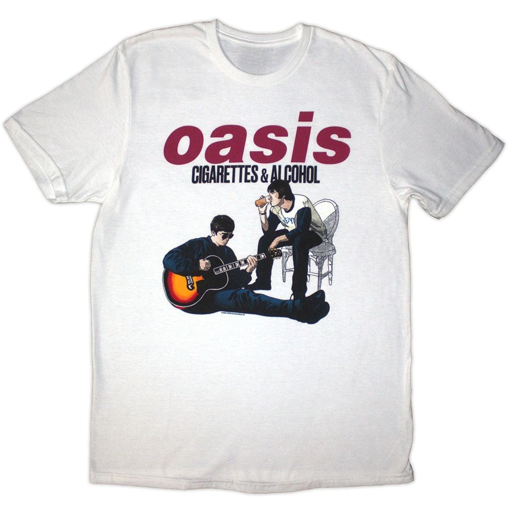 واحة السجائر والكحول التوضيح الفرقة الجرافيك طباعة الصيف الخريف الشتاء الرجال والنساء قصيرة الأكمام تي شيرت عادية #1