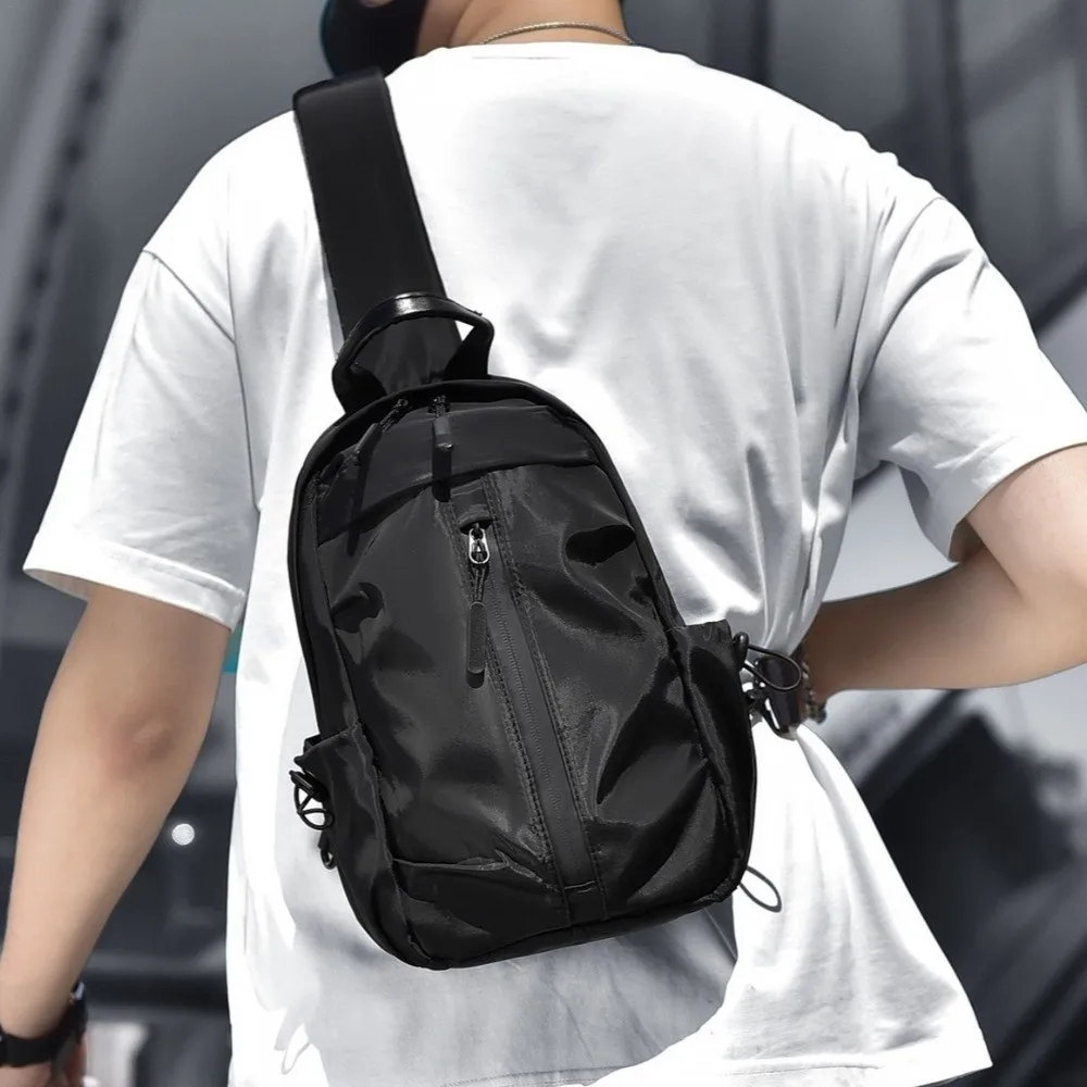 

Simple Oxford Men's Chest Bag Solid Color Multifunction Sports Crossbody Bag Leisure Large Capacity Nylon Shoulder Bag Fitness