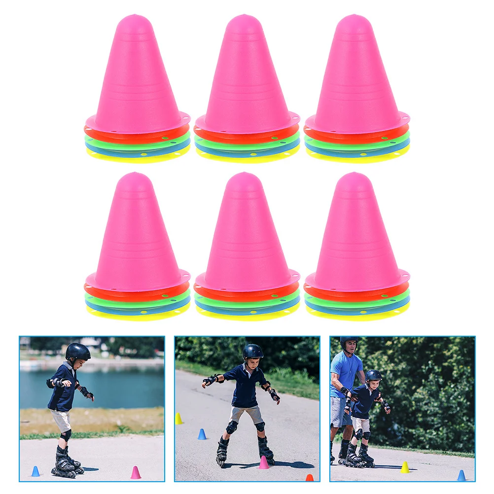 

30pcs Roller Skating Cones Colorful Plastic Training Cones For Agility Practice Windproof Sports Markers Soccer Basketball