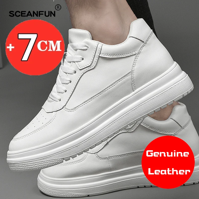 Lift sneakers man elevator shoes height increase genuine leather insole 8cm taller shoes men Sports increasing plus size 36-44