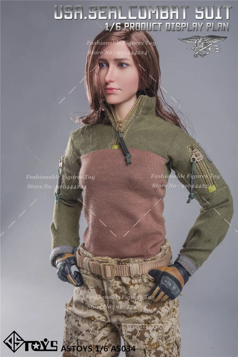 AS034 1/6 Kobieta żołnierz Navy Seal Wojskowy kamuflaż bojowy Taktyczny zestaw ubrań dla 12-calowej figurki akcji
