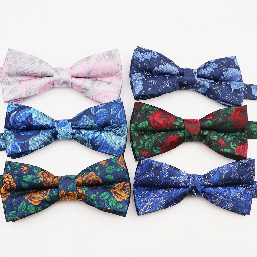 Men's Floral Rose Flower Bowties Butterfly Party Business Wedding Suit Shirt Bow Ties Female Male Bowknot Accessories Gifts