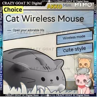 AKKO CAT Wireless Mouse Portable Performance Rechargeable 2.4G Wireless Desktop Laptop Universal Theme Pc Office Girl Cute Mous