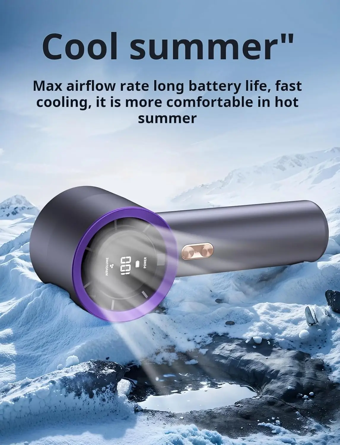 휴대용 핸디 선풍기, 5단계 풍속 조절 및 3000mAh 충전식 배터리 탑재, 야외용 고속 회전 개인용 선풍기