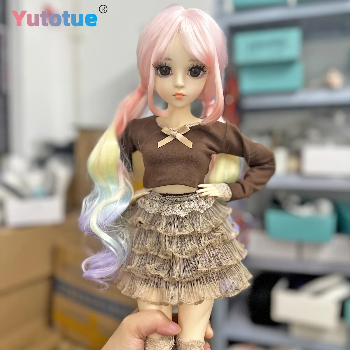 YUTOTUE 1/3 BJD Doll Toy 24 inch Height Girl Doll with Colorful Curly Hair Wig Fashion Clothes Suit Shoes Full Set