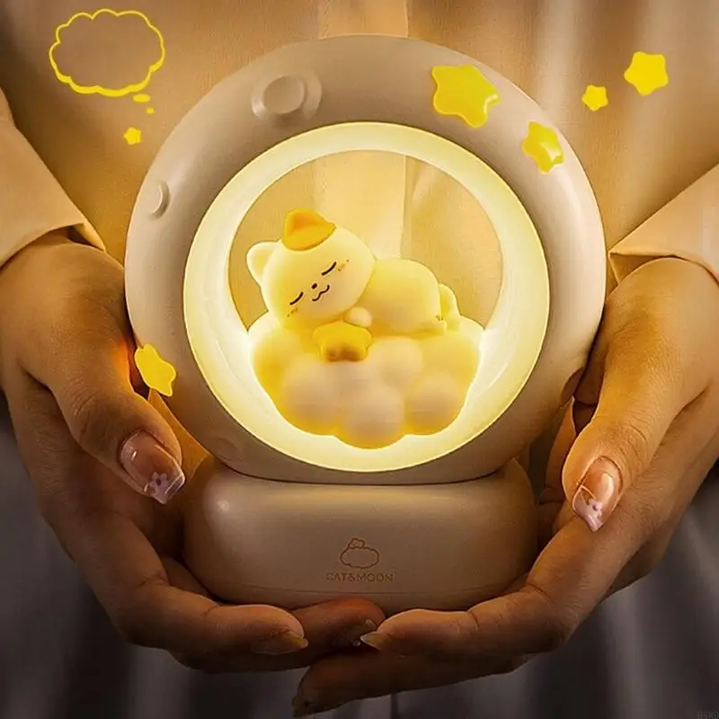USB Rechargeable Night Light, Moon Desk Lamp with Touch Dimming, Warm Light, and Display Appeal for Home Corners H8WD