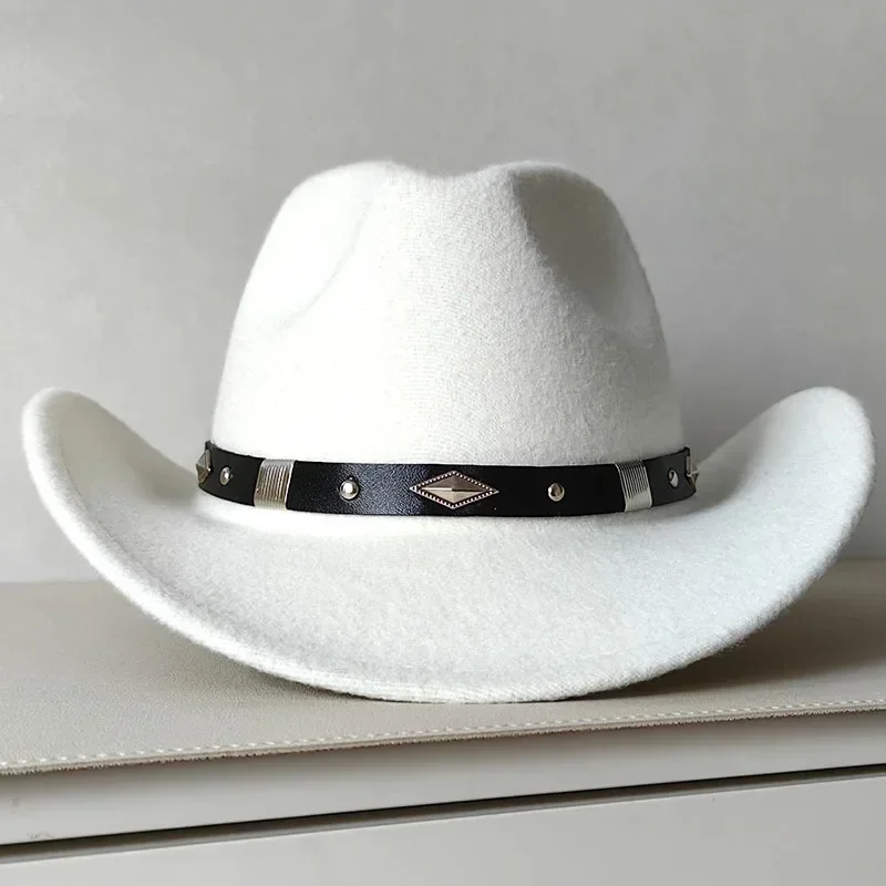 Metal Belt Cowboy Hat Western Jazz Style Retro Party Fedora British Influence Unisex Hat for Men And Women
