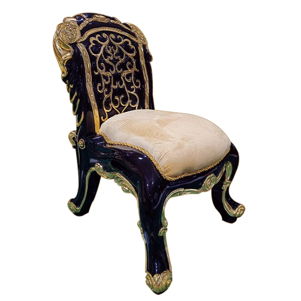 ^& New Design Indian Luxury Classical Dining Room Chair Furniture Carved Solid Wooden Elephant Shape Chair Back Fabric Chair