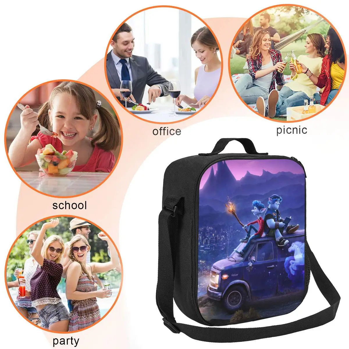 Custom Animated Onward Lunch Bag Men Women Warm Cooler Insulated Lunch Box for Student School image 5