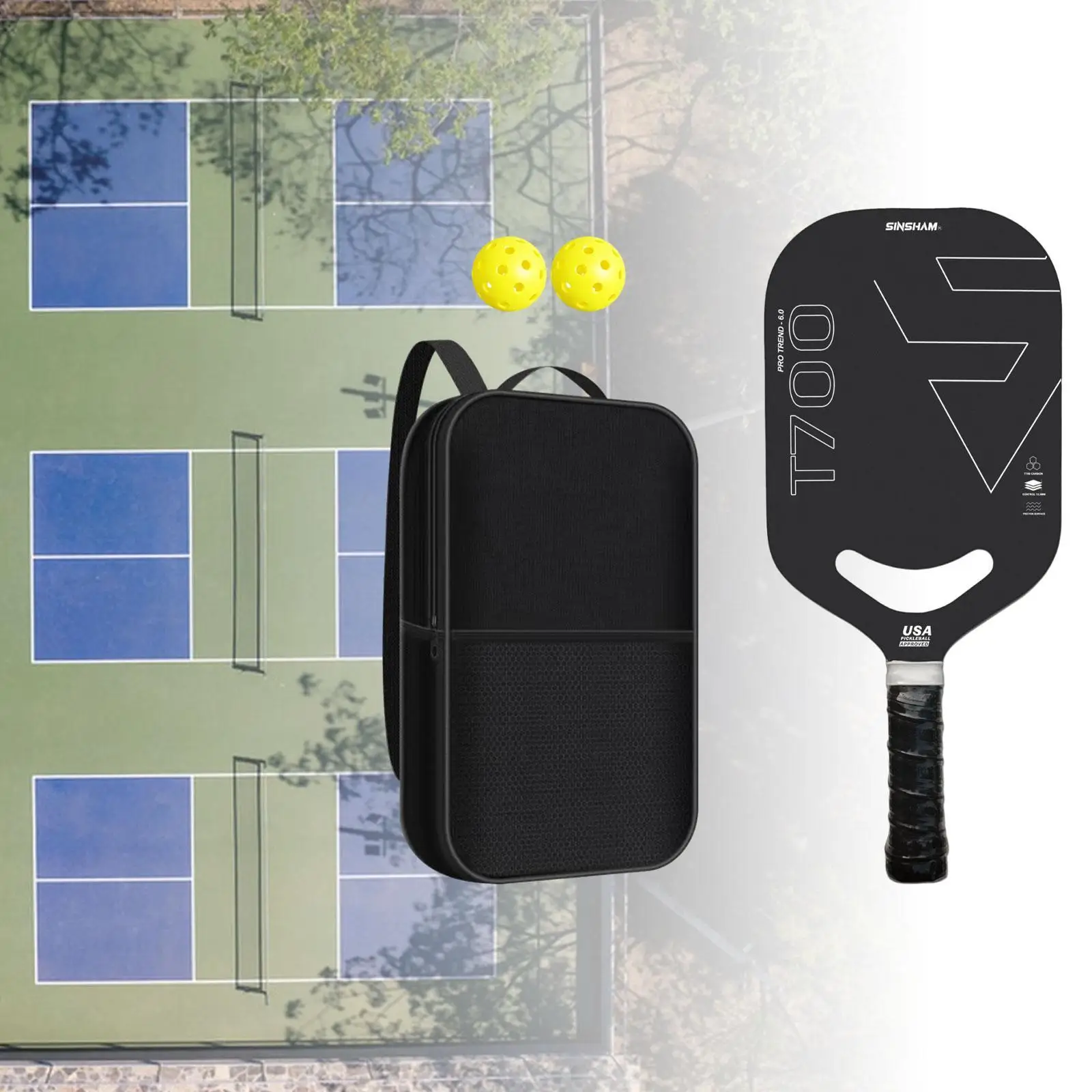 Pagaia da pickleball in fibra di carbonio con comoda impugnatura antiscivolo Pratica racchetta da pickleball per principianti di controllo della consistenza dell'equilibrio