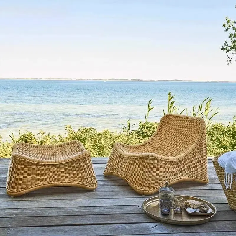

Outdoor rattan sofa balcony courtyard homestay home terrace waterproof sunscreen leisure sofa chair combination