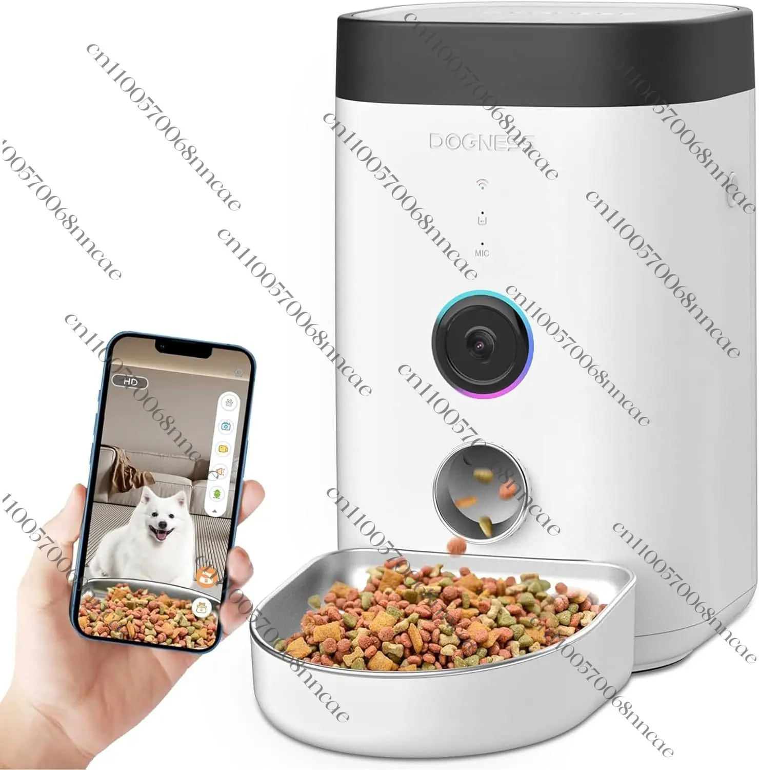 

For Dogness 1080P WiFi Camera Automatic Indoor Pet Bowl Feeder 4L/16Cup Capacity 2.4G APP Control White Color Plastic