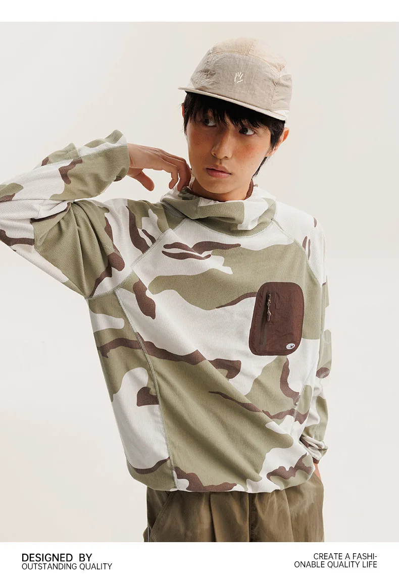 Unisex Leichtgewicht Waffelstruktur Hoodie Schnelltrocknend Langarm T-Shirt Atmungsaktiver Outdoor Sportlicher Pullover für Frühling Herbst – Detail 13