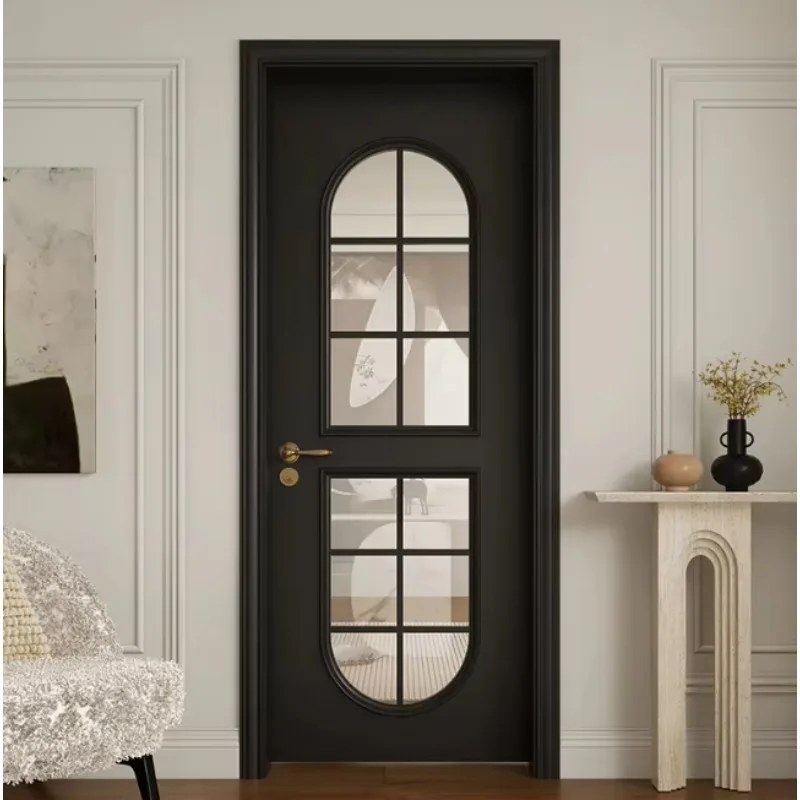 Interior Doors with Glass Simple Wood Door Soundproof Other Solid Teak Interior Wooden Door for Hotel Bedroom