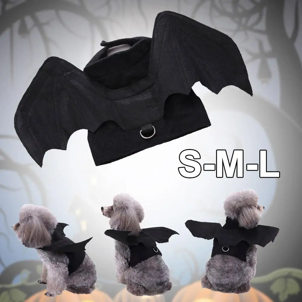 -Halloween-Haustierkostüm – Süßes schwarzes Fledermausflügel-Geschirr-Kostüm für Katzen und Hunde, Halloween-Party-Cosplay, Heimtierbedarf