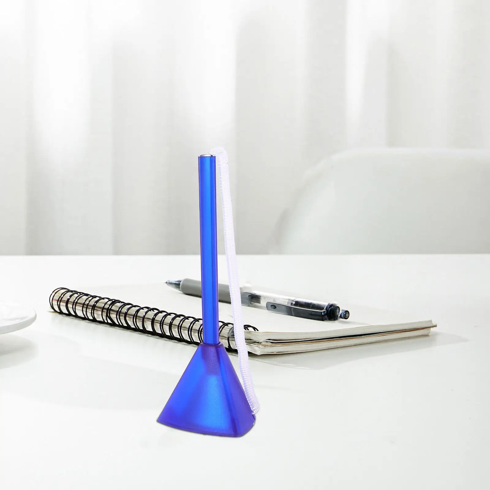 Spring Joint Security Pen with Retractable Chain and Sticky Base for Desk Counter Guest Sign in Hotel Bank Office Supplies Black