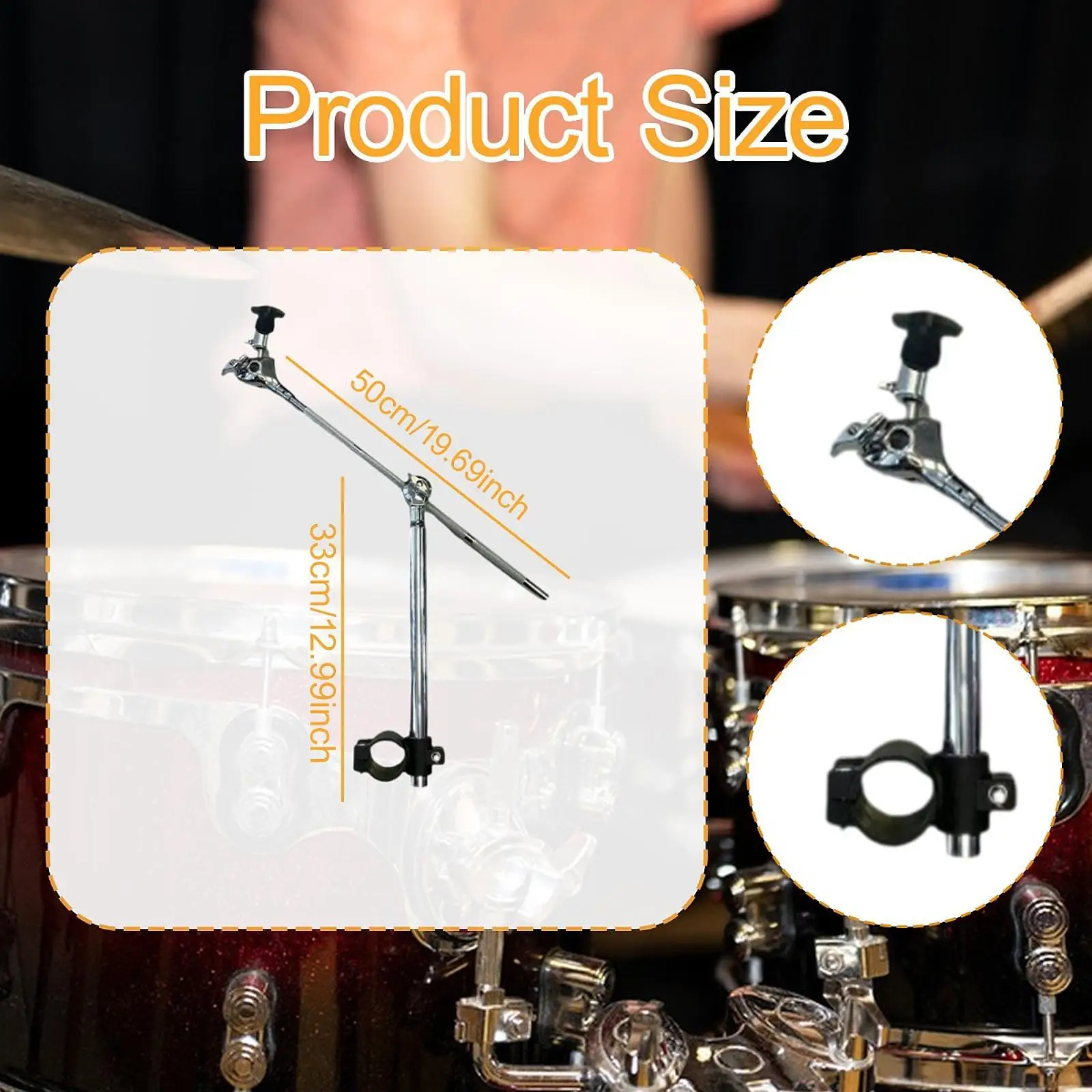 Cymbal Boom Arm Extension Arm Adjustable Height and Angle Rod Universal Ball Hardware for Electronic Drum Drum Set Accessory