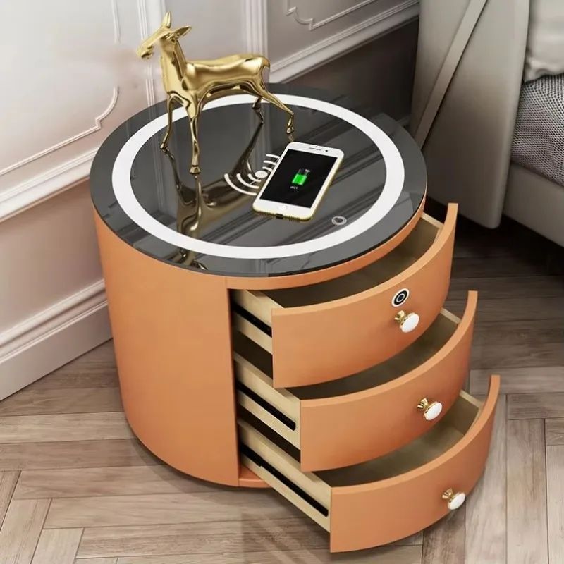 Smart bedside table charging storage socket with light, audio and modern simple multi-function bedside table
