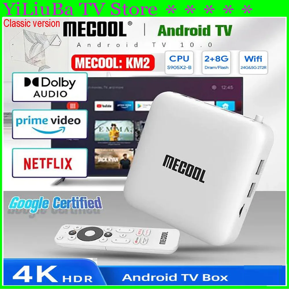 [Genuine] Classic version Mecool KM2 TV Box Google Certified Netflix 4K USB3.0 LAN 5G WiFi Dolby Atmos Audio Best Media Player