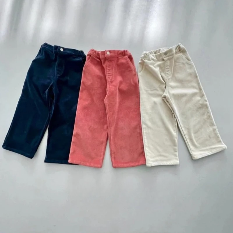 

2025 New Kids Pants Korean Fashion Autumn/Winter Loose-Fit Casual Trousers Girls Boys Solid Color Comfortable Pants