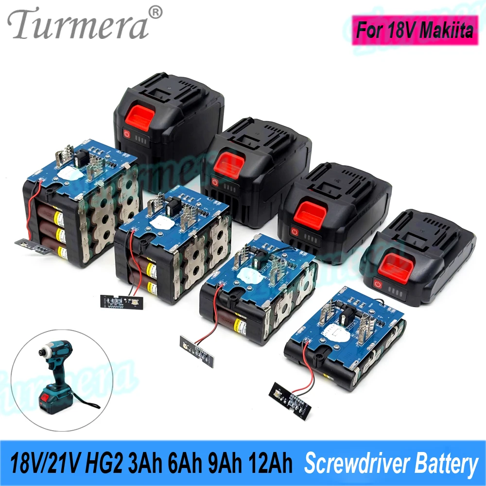 Turmera 18v 21v schrauben dreher batterie gehäuse 5x 10x 15x 20x 18650 halter 5s 50a max.100a bms schweiß nickel zum ersetzen der elektrischen bohrmaschine – Detail 1