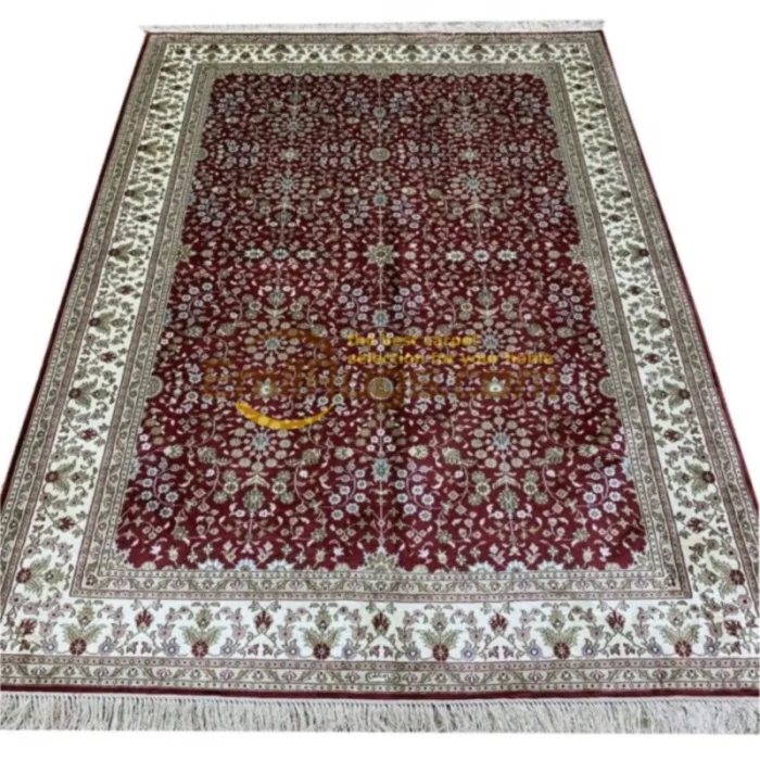  Red Floral Hand Knotted Silk Area Carpet Persian Living Room Sofa Rugs