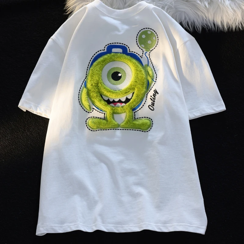 Disney Cartoon Embroidered Children\'s Clothing Loose Cotton T-shirts for Children Casual Streetwear Short Sleeve Tshirt Y2K