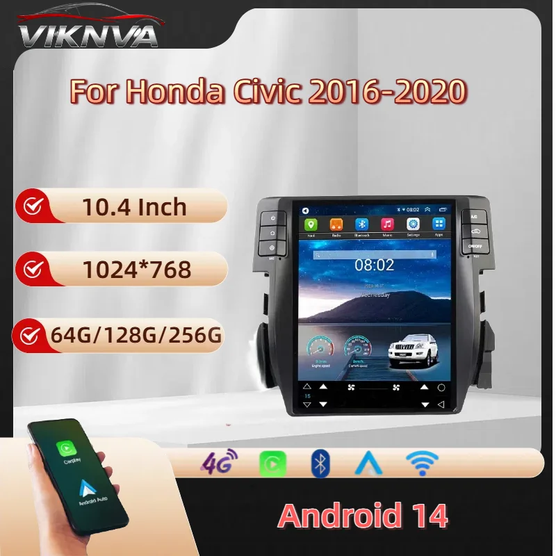 9.7 Inch Android Car Stereo Radio 8 Core 5G WiFi Touch Screen GPS Navigation Multimedia Player For Honda Civic FC FK 2016-2020