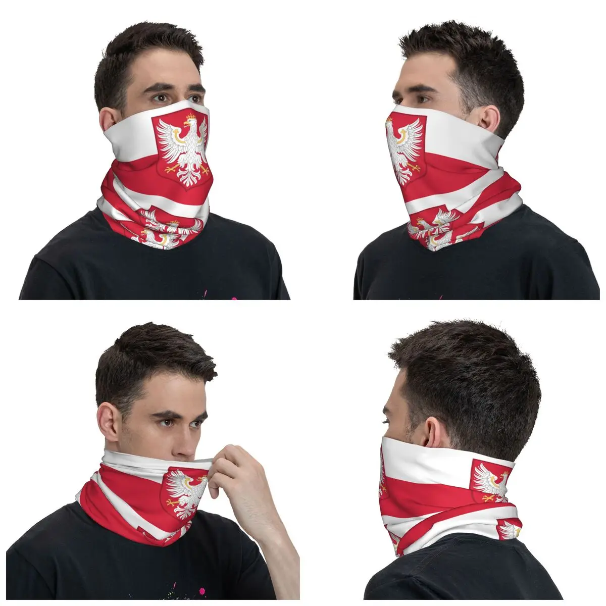 Custom Kingdom Of Poland Flag Bandana Neck Warmer Women Men Winter Ski Hiking Scarf Gaiter Face Cover