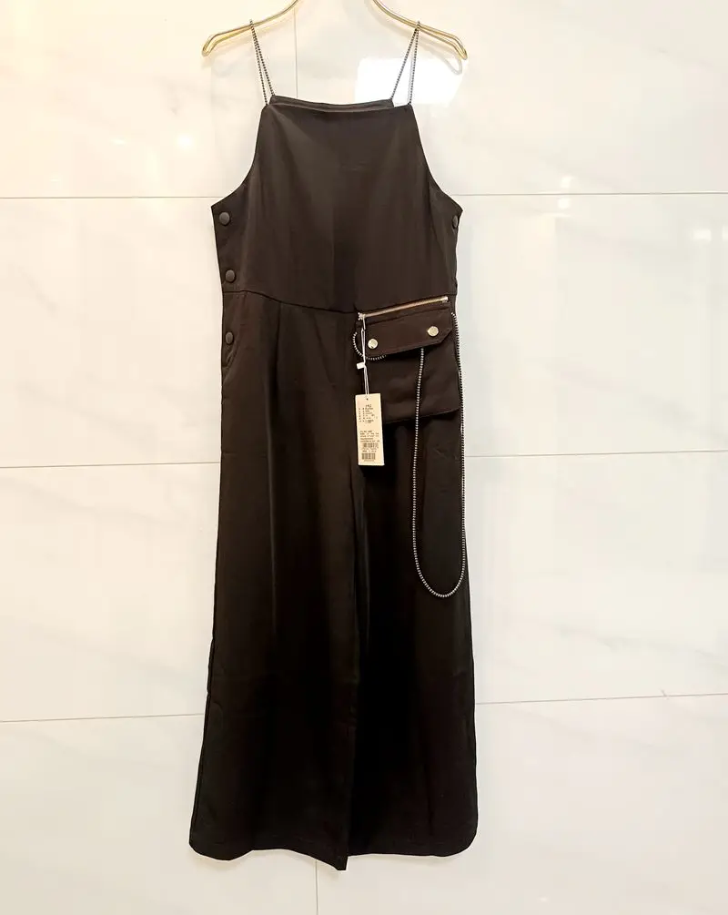 

MIXMAX повседневный комбинезон с широкими штанинами, оригинальный дизайн, длинные брюки со средней талией, женский модный цельный костюм из уксусной ткани