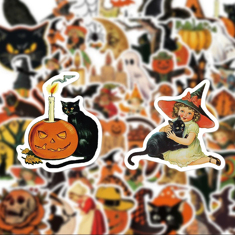 52 Pumpkin Witch Graffiti Stickers, Suitable for Journals, Laptops, Car Bumpers, Skateboards, Water Bottles, Computers, Phone Decorations, Etc
