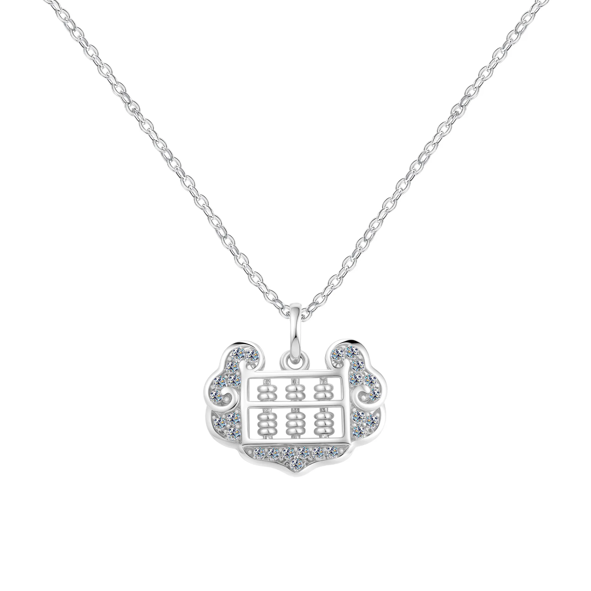 

S925 Silver Longevity Lock Moissanite Lock Pendant Jewelry Abacus Pendant Personalized Necklace Jewelry Gift