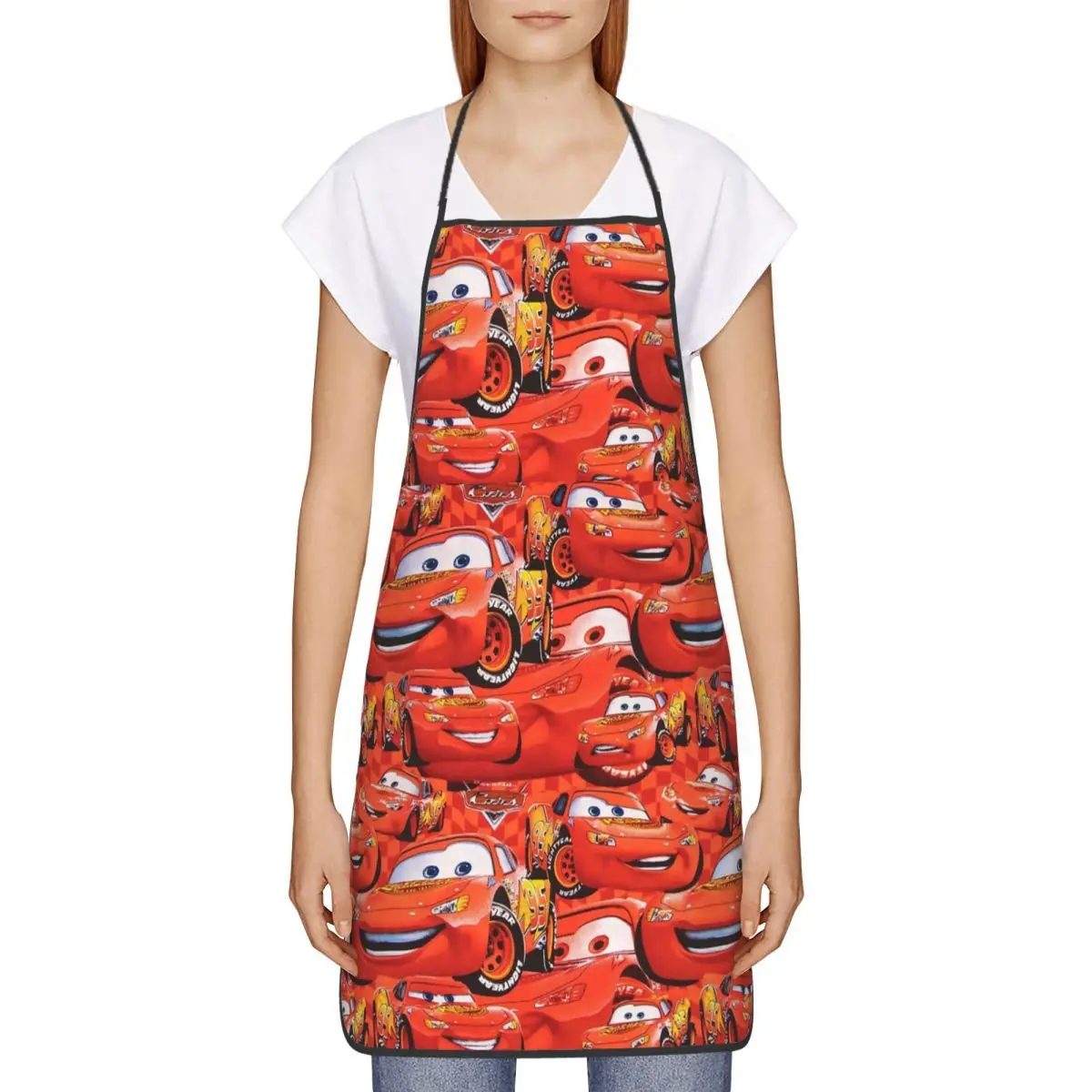 Custom Cartoon Pixar Cars Funny Apron for Women Men Adult Unisex Kitchen Chef Bib Tablier Cuisine Cooking Baking Gardening