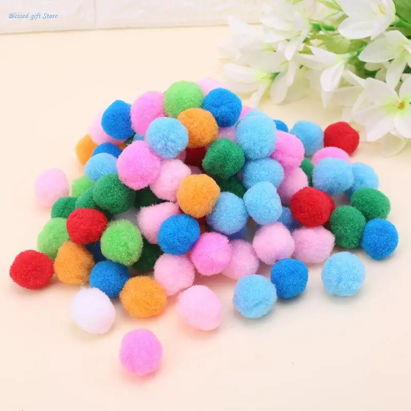 100Pcs Soft Round Craft PomPoms Ball Mixed Color Pom Poms 30mm DIY Crafts