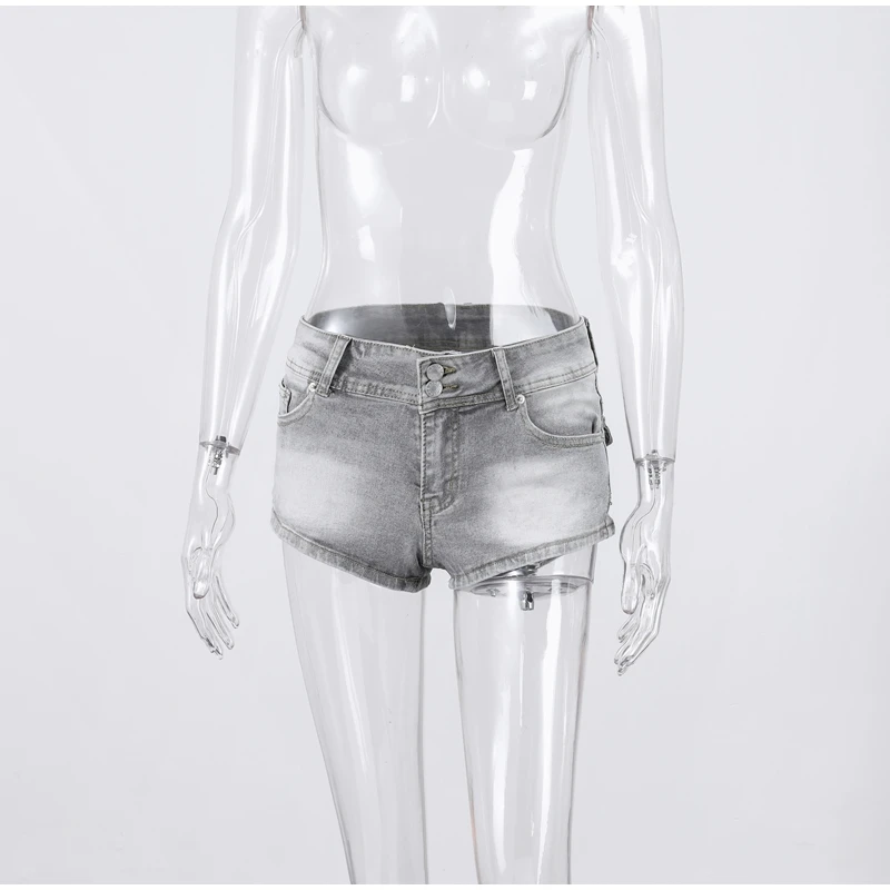 Street Denim Shorts Women Dropped Pocket Zippers Button Patchwork Female Short Pants 2026 Summer Fashion Lady Streetwear New