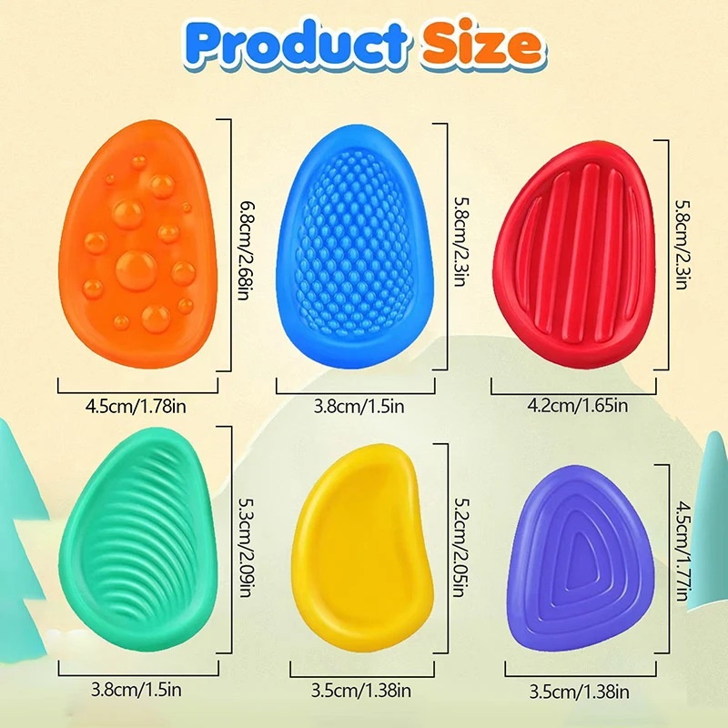 6 uds juguetes Fidget piedra sensorial texturizada piedra de preocupación suave autismo Fidgets silenciosos estrés necesidades especiales alivio de la ansiedad para regalo de niños