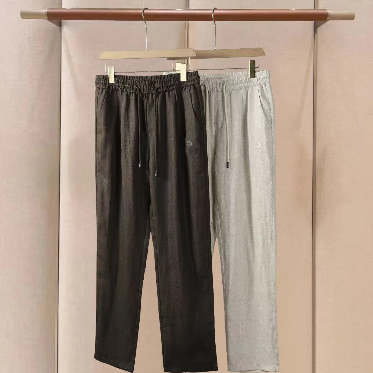 

Italian LP men's summer new old money style casual pants fashion embroidery men's versatile simple straight trousers