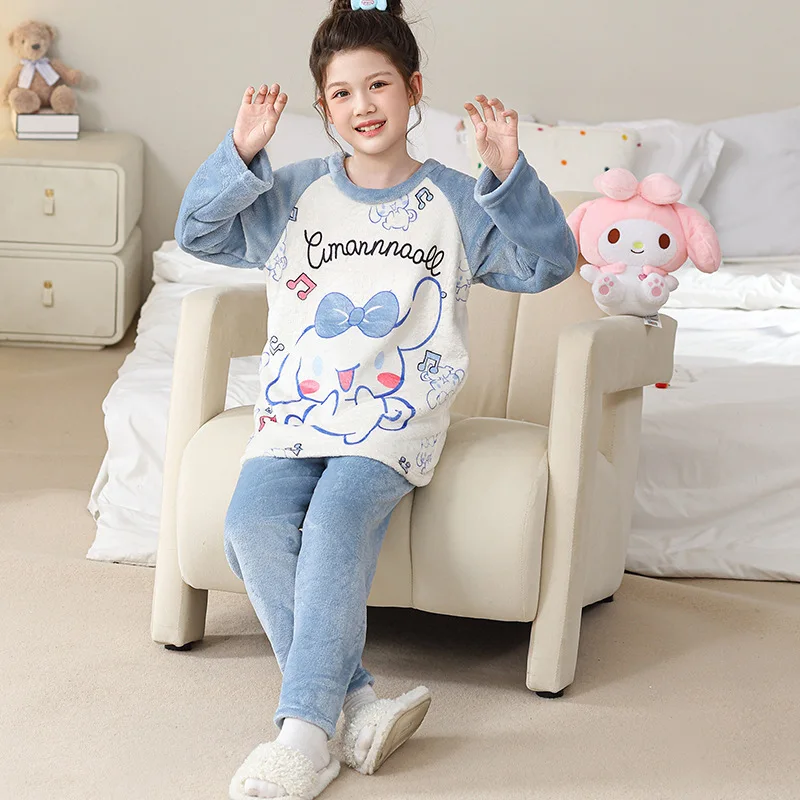 Kinder-Flanell-Pyjamas Loungewear Herren- und Damen-Flanell-Sets Damen Herbst- und Winter-Dicke Warme Hauskleidung Schlafanzug – Detail 3