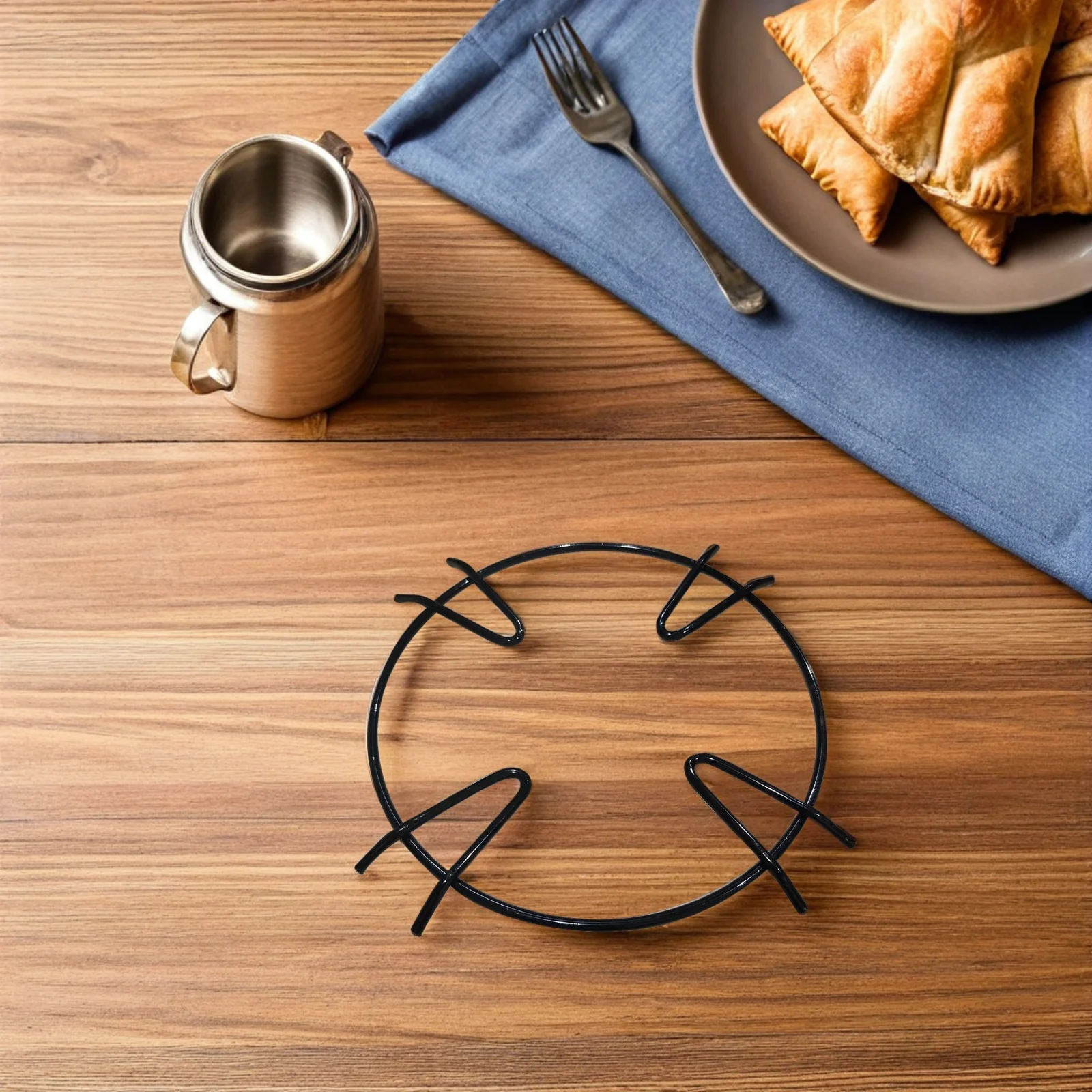 موقد غاز مستدير بأربعة مخالب من الحديد الزهر الأسود غير قابل للانزلاق حامل وعاء الحليب الصغير عموم دعم رف ووك حامل ملحقات الموقد