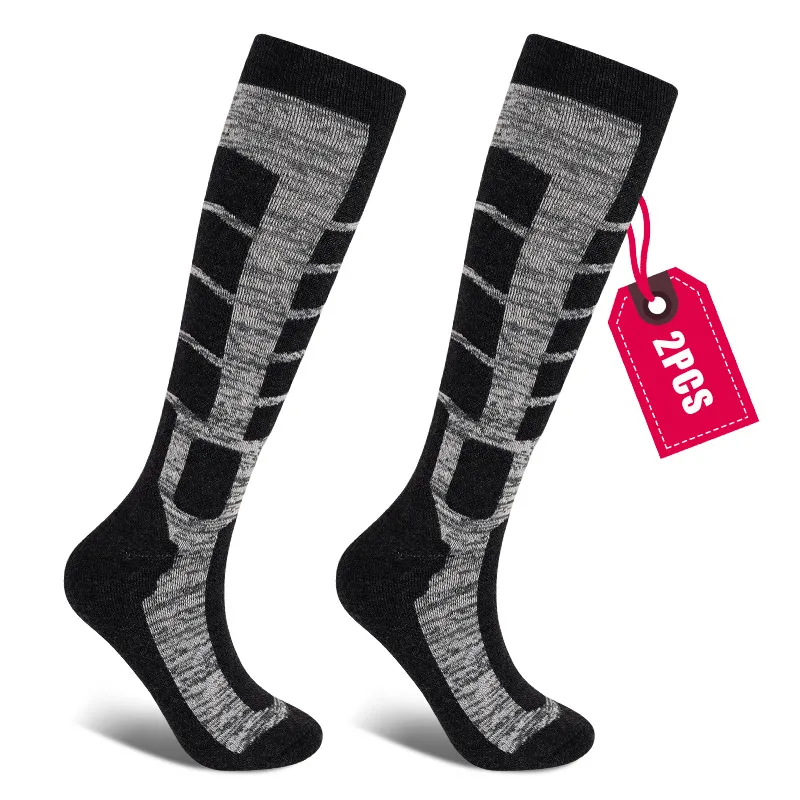 DAY WOLF-calcetines de esquí de lana merina para hombre y mujer, medias largas hasta la rodilla, gruesas, cálidas, al aire libre para senderismo,