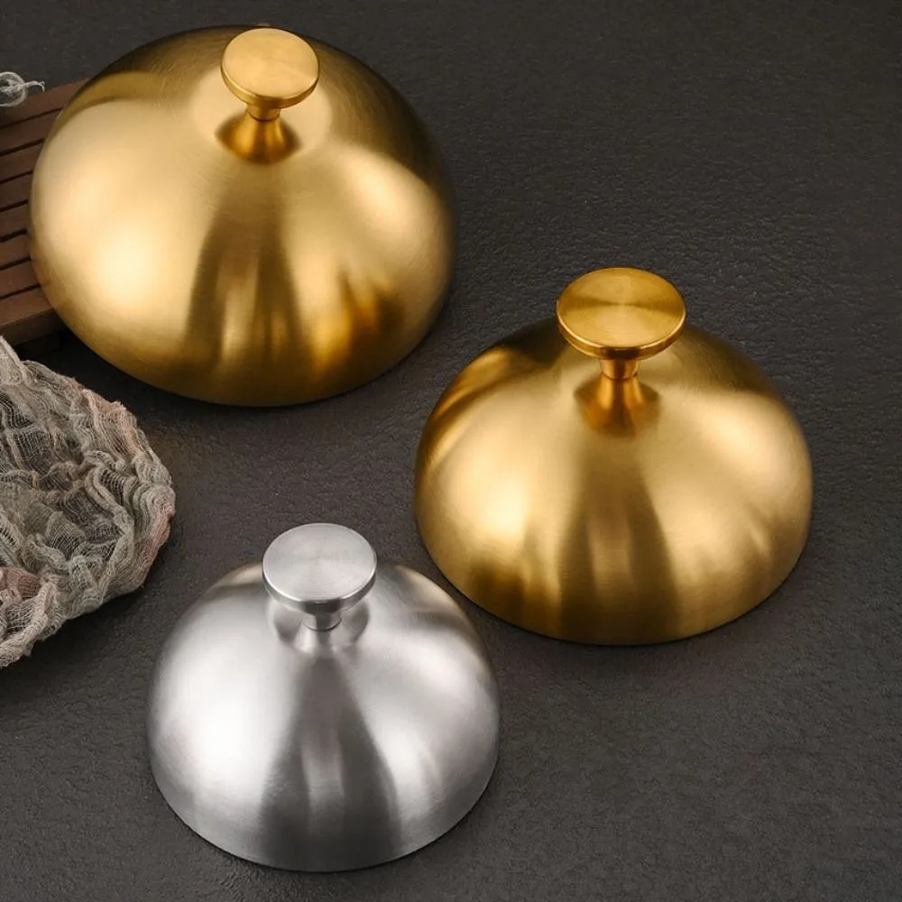 

Multipurpose Stainless Steel Dome Burger Cover Round Shockproof Steak Lid with Handle Wear-resistant Insulated Lid Teppanyaki